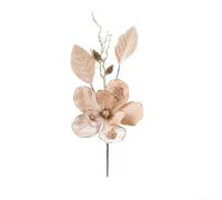 Simulation Christmas Flower, 48x22cm Artificial Magnolia with Sequins, Faux Bloom for Holiday Centerpiece and Festive Home Decor(gold)
