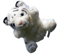 Simulation Cute Tiger Hand Puppet Plush Toy White Tiger Doll Comfort Gift Ventriloquism Doll Zodiac Tiger Gift(White)
