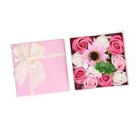 Simulation Flower Bath Soap Women Exquisite Flower Soap Gift Box for Birthday Valentines Day ChristmasValentines Flower Soap (Pink)