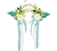 Simulation Flower Wreath Women Butterfly Flowers Head Hoop Bridal Artificial Anti-slip Wedding Garland Accessories for Women Girls(Color6)