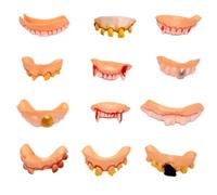 Simulation Funny Teeth 12pcs Denture Teeth Ugly Teeth Model Fake Teeth Halloween Cosplay Costume Party Favors