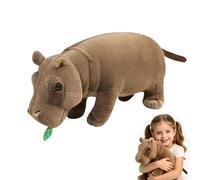 Simulation Hippo Plush Toy, Soft Stuffed Hippopotamus with Leaf, Realistic Stuffed Animal Soft Pastoral Style Brown Wild Hippopotamus Home Decor Toys, Gift for Friends and Kids,Suitable (30cm)