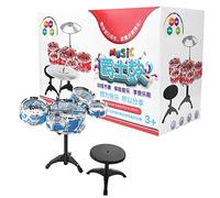 Simulation Jazz Drum Set Musical Instrument Toy for Kids Early Learning Educational Beginner Plastic Blue Red 38x23x16cm (Prince Blue (1100G))