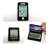 Simulation Mini Laptop Computer Dollhouse Miniature, Doll House Computer Alloy Simulation Laptop, 1:12 Alloy Crafts Dollhouse(Black Set-3pc)