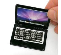 Simulation Mini Laptop Computer Dollhouse Miniature, Doll House Computer Alloy Simulation Laptop, 1:12 Alloy Crafts Dollhouse(Black Computer-1pc)