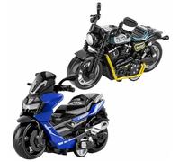 Simulation Motorbike,Alloy Motor-Cycle Model,2pcs Pull-Back Vehicle Toy for Child,Metal Racing Car Model Decoration Children's Educational Games,Birthday Gifts for Boys and Girls (Green and Blue)