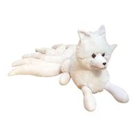 Simulation Nine Tailed Fox Plush Animal Doll Plush Toy Cute Fox Doll 10.23-inch Gift Home Decoration Ornament Halloween Christmas Birthday Gift(White,56cm)