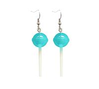 Simulation Of Food Playing Earrings Sweet Creative Stereo Resin Round Lollipop Earrings Long Earrings Women Uk Easter Valentine's Day Earring Jewelry (Blue, One Size)