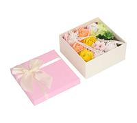 Simulation Rose Flower Soap, Women's Exquisite Bath Soap Gift Box, Long - Lasting Non - Fading Floral Soap with Ribbon Bow for Valentine's Day Anniversary Birthday (Yellow)