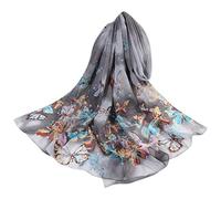 Simulation Scarves Long Wrap Flower Soft Print Women Scarf Silk 160 * 50cm Shawl Scarf Silk Hair Scarves (Black, One Size)