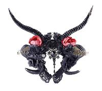 Simulation Sheep Horn Cosplay Hair Hoop Artificial Ox Horn With Flower Feather Decor Carnival Halloween Materials Black Color Devil Horns Kids Devil Horns Headband Black Long Cosplay Headband