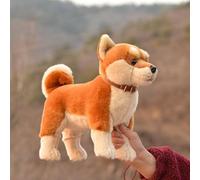 Simulation Shiba Inu plush toy. Stuffed puppy animal. There is aluminum wire in the four limbs and it can stand steadily. (There is no aluminum wire in the four limbs and it cannot stand stably.)