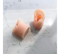 Simulation Silicone Ear Model Long Ear Canal Ear Picking Practice Prop with Bracket, Thick Base and Simulated Eardrum for Hearing Aid Display Props Teaching Tools