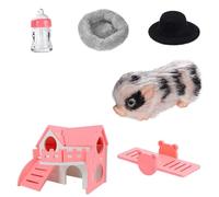 Simulation Silicone Piggy Figurine with House Theme and Interactive SeeSaw Play Animal Model Squeeze Toy for Kids