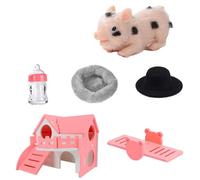 Simulation Silicone Piggy Figurine with House Theme and Interactive SeeSaw Play Imaginative Play Animal Figurine