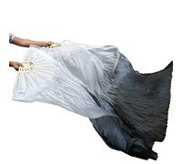 Simulation silk Dance long fan gradient color Belly Dance Oriental Dance Show fan Long 150CM (White Black - Left)