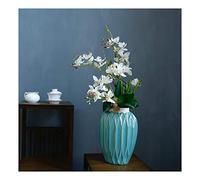 Simulation Silk Phalaenopsis Flowers Plants Decoration Elegant Artificial Butterfly Orchids Bonsai Tabletop Centerpieces with Vintage Vase, for Home/ Bedroom/ Office/ Porch for House Table Office Desk
