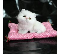 Simulation Sleeping Plush Cat Toy With Cute Sound, Soft Mat Bed, Stuffed Doll - Home Decoration, Popular Gift for Kids Toddlers, Fun and Interactive (White)