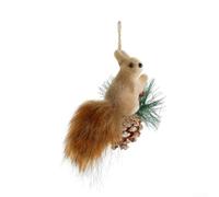 Simulation squirrel pendant decoration for Christmas tree and holiday wreaths, made from foam with convenient loop for easy hanging (B)