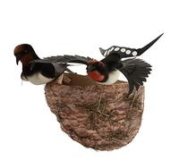 Simulation Straw Artificial Feather Foam Birds in Nest A:2pcs Birds