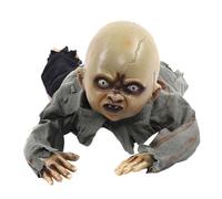 Simulative Ghost, Halloween Ghost Ornament with Red Eyes and Terrible Shouts Voice Control Creepy Baby Crawling Halloween Decor Animated Crawling Baby Zombie Doll, Vivid