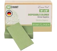 SimuLinen Olive Green Linen Feel Disposable Dinner Napkins - Kosher Cloth-Like Airlaid Wedding Napkins, 16"x16", Box of 50