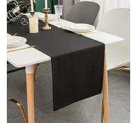 Simurq Modern Table Runner Black | Dining Table Runner with Lotus Effect | Water-Repellent & Washable Table Runners | Solid Color Table Decoration Outdoor and Indoor (Black, 40x180 cm /ca.16x71 in)