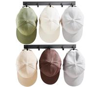 SIMVE Hat Organizer Rack for Baseball Caps Wall Mounted Removable 10 Aluminum Hook for Closet Door Room Entryway Metal Hanging Display Hanger Storage Holder for Towel Key Bag Coat Black