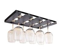 SIMVE Wine Glass Holder Under Cabinet,16.5 inch Stainless Steel Stemware Rack,Glassware Storage Hanger,Metal Hanging Organizer for Kitchen Bar or Restaurant,Screw Mounted Black 4 Row