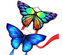 Simxkai 2 Pack Butterfly Kite for Kids & Adults, Easy to Fly Kite for Beginners, Each with Line Handle