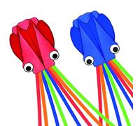 Simxkai 2 Pack Octopus Kites for Kids & Adults, 28''*158'' Large Soft 3D Beach Kite Easy to Fly for Boys & Girls (Red & Blue)