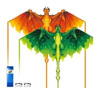 Simxkai Vibrant Green & Orange Dragon Kite - A Beginner-Friendly Single Line Flyer