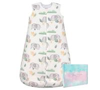SIMYJOY Baby Sleeping Bag 1.5 Tog Quilted Bamboo Sleeping Bag Baby 12-24 Months Toddler Wearable Blanket for Boy Girl, Elephant