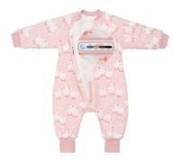 SIMYJOY Baby Sleeping Bag with Legs 2.5 Tog Cotton Toddler Sleep Sack with Feet & Arms Winter Long Sleeves Sleepsuit Wearable Blanket with Foldable Foot Covers for 1-2 Years Boy Girl, Pink Goose