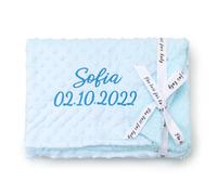 SIMYJOY Personalised Baby Blanket Customised Baby Blanket Embroidered with Name Fleece Bubble Blanket Personalised Baby Boy Girl Gifts Blue