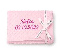 SIMYJOY Personalised Baby Blanket Customised Baby Blanket Embroidered with Name Fleece Bubble Blanket Personalised Baby Boy Girl Gifts Pink