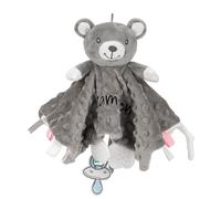 SIMYJOY Personalised Baby Comforter - Grey-Pink Bear - 27cm * 27cm - Fleece, Plush - Medium Weight - Baby, Toddler