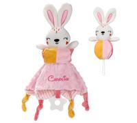 SIMYJOY Personalised Baby Comforter Gripping Ball Personalised Baby Blankets customised Gifts for Newborns Boys and Girls Pink Rabbit