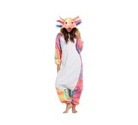 SimZoo Animal Onesie Pajamas Adult Men Women Costume Axolotl Sleepwear One Piece Unisex Housewear, Tie Dye Red Axolotl, S