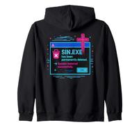 Sin.exe Deleted Born Again Christian Vaporwave Christcore Zip Hoodie