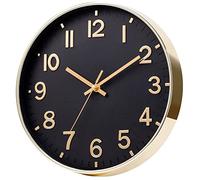 SIN&MI 12 Inch Wall Clock Silent Large Wall Clocks for Living Room Office Home Kitchen Decor Modern Style Easy to Read Gold