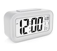 SIN&MI - Alarm Clock Large LED Display Digital Alarm Clock Snooze Activated Night Light Features White