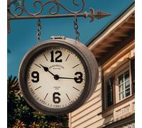 SIN&MI Double Face Clock Iron London Antique- Sided Clock Wrought Iron Antique Numbered Iron Decor Hanging Room Wall Decoration Wall Round