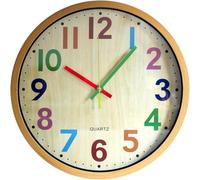 SIN&MI Wall Clock, 12 Inch Easy to Read Silent Non-Ticking Colorful Battery Operated Clock,for Bedroom,Living Room,Kitchen,Office,School Classroom (Black)