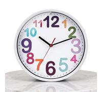 SIN&MI Wall Clock 12 Inch Silent Non Ticking Battery Operated Time Teaching Quartz Home Colorful Read Learn Time Perfect for Teacher's Classrooms and Kid's Bedrooms/Colorful