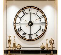 SIN&MI Wall Clock 24 Inch for Living Room Decor, Silent Battery Operated Wall Clocks with Roman Numerals Large Vintage Decorative Farmhouse Metal Indoor Outdoor Clock for Bedroom Kitchen Patio