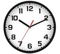 SIN&MI Wall Clock 8.5 Inch Battery Operated Silent Non-ticking Wall Clock Modern Quartz Design Decorative Indoor Kitchen Office Black