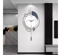 SIN&MI Wall Clock,Decorative Wall Clocks with Pendulum,Silent Quality Quartz Clock Battery Operated,Large Wall Art for Living Room,Kitchen,Home,Bathroom,Bedroom Wall Decor,16 * 26.5Inch Black