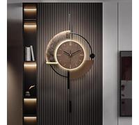 SIN&MI Wall Clock with Light,Decorative Wall Clocks with Pendulum,Silent Quality Quartz Clock Battery Operated,Large Clock for Living Room,Kitchen,Home,Bedroom Wall Decor,16.5 * 31.5inch