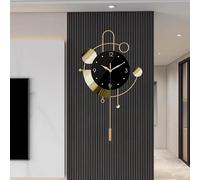 SIN&MI Wall Clock with Pendulum,Silent Non Ticking Battery Operated Modern Large Wall Clocks for Living Room Bedroom Farmhouse Office Kitchen Home Wall Decor-13.3 * 22.4 Inch(Golden)